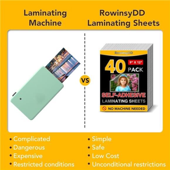 40 PCS Self-Adhesive Laminating Sheets, 9 x 12 Inches Clear Laminating Sheets - Picture 4 of 7